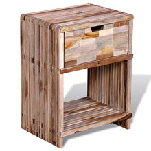FAMIROSA Comodino con Cassetto in Legno di Recupero di Teak