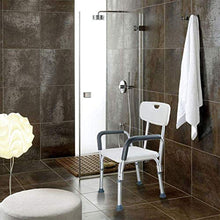 DZX Panca da Doccia, Sgabello da Bagno con braccioli e Schienale, Supporto per la Mobilità del Bagno con Struttura in Alluminio per Anziani /, Altezza Regolabile, Bianco, Sedile per Doccia