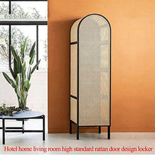 HXXXIN Armadio per Camera da Letto Hotel Armadio Creativo in Rattan Armadio Creativo con Porta Singola Credenza Decorativa Semplice E Pratico,Nero