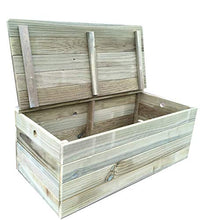 AD Servizi, cassapanca/panca in legno trattato con cuscino per l'esterno, completamente assemblata