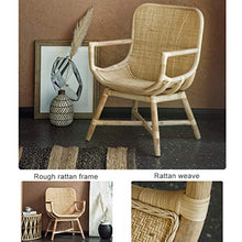 Sedia da Pranzo in Rattan Chaise Longue con Struttura in bambù Poltrona per Patio Terrazza Giardino Balcone Esterno