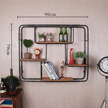 MoDi Industrial Water Pipe Wine Rack Wall Hanging Iron Art Retro Style Bar Wine Rack (L90xW14xH79CM)