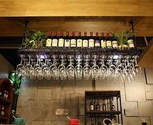 DJSMjbj - Portabicchieri da vino, scaffale per bicchieri da champagne, da soffitto al neon, Nero , 80 cm