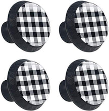 Plaid quadrato scozzese bianco nero Pomelli per Porta Set di 4 Pomelli per Mobili Manopole per Cassetti Cucina Armadio Vetro
