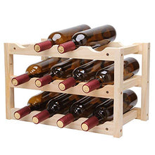 N/Z Home Equipment Stemware Racks 12 Bottle Wooden Stackable Wine Rack Freestanding for Table Bar or Counter Modern Minimalist Design Easy Assembly Sweet And Dry Wines for Bar Kitchen Cabinet
