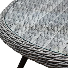 Meubletmoi - Tavolino da giardino con intreccio grigio, piano in vetro temperato e struttura in alluminio, 36 x 98 x 68 cm