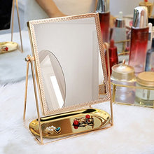 MMWYC Specchio for Il Trucco Desktop/Stile Nordico Specchio Principessa/Semplificato HD Studente Quadrato Specchio unilaterale HD/Specchio for medicazione di bellezza-Oro-17x10x23,5 cm