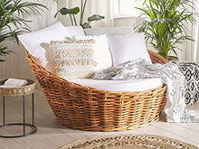 Beliani Letto Tondo da Esterno in Rattan Legno Chiaro Naturale Kallithea