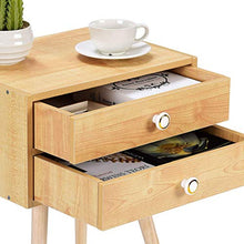 COSTWAY Comodino, Tavolino con 2 Cassetti in MDF Ecologico e Resistente, Naturale (2 cassetti)