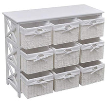 XHCP Ampio Mobile con cestini in Vimini Cassettiera con 9 cassetti per la Camera da Letto Domestica (Bianco)