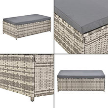 [en.casa] Set di Mobili da Giardino Arredo Esterno in Polyrattan con Cuscini Set Composto di 1 Divano a 2 Posti + 1 Tavolino Basso Multiuso - Beige/Grigio