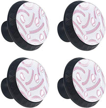 Baseball Laces Pattern Sport Pomelli per Porta Set di 4 Pomelli per Mobili Manopole per Cassetti Cucina Armadio Vetro