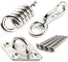 Ultra Forte Kit per Appendere Sedia Amaca 300 kg di Capienza, Ganci Resistenti per Amaca, la Molla in Acciaio Inossidabile per L'amaca, Gancio Girevole, Amaca al Soffitto + 4 Viti e un Appendiabiti