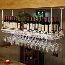 DJSMjbj - Portabicchieri da vino, scaffale per bicchieri da champagne, da soffitto al neon, Nero , 80 cm