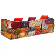 Festnight- Divano Letto Modulare/Poltrona Letto a 3 Posti in Tessuto Patchwork