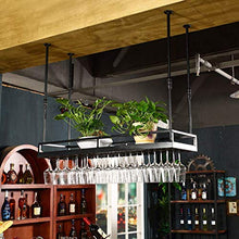 FWZJ Wine Lovers/Floating Wine Shelf Wine Glass Rack Upside Down Bar Wine Rack Industrial Loft Wine Glass Holder Hanging Cup Holder Wine Bottle Rack (Color : Black, Size : 100X35CM