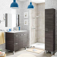 ARKITMOBEL Aktiva Set Mobile Bagno e Specchio, melammina, Grigio Cenere, 80 x 80 x 45 cm