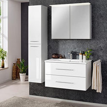 Fackelmann, set di mobili da bagno B.Perfect, 3 pezzi, con lavabo, lavandino in ceramica, 80 cm e armadietto a specchio a LED