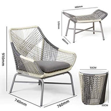 Set di Mobili da Giardino per Esterni, Set di Conversazioni Modulari da Giardino in 3 Pezzi Set di Sedute in Vimini in Rattan Divano con Sedia Singola Tavolino Poggiapiedi