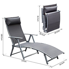 Outsunny Sdraio da Giardino Pieghevole con Cuscino, Schienale con 7 Reclinazioni, 137x63.5x100.5cm, Grigio