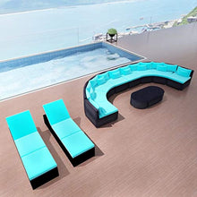 vidaXL Divano da Giardino in Polirattan Blu Divani Tavolo Sdraio con Cuscini