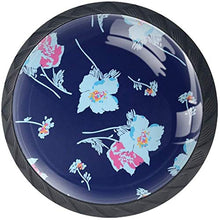 Blu brillante Fiore floreale Blu royal Pomelli per Porta Set di 4 Pomelli per Mobili Manopole per Cassetti Cucina Armadio Vetro