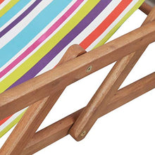 UnfadeMemory Sdraio da Spiaggia Pieghevole Tessuto Telaio Legno Multicolore