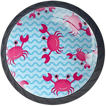 Rosy Funny Crabs Pattern Blue Wave Pomelli per Porta Set di 4 Pomelli per Mobili Manopole per Cassetti Cucina Armadio Vetro