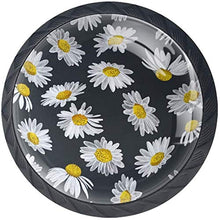 Acquerello Bianco Daisy Pattern Nero Pomelli per Porta Set di 4 Pomelli per Mobili Manopole per Cassetti Cucina Armadio Vetro