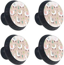 Llama Alpaca Cactus Illustration Pomelli per Porta Set di 4 Pomelli per Mobili Manopole per Cassetti Cucina Armadio Vetro
