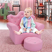 COSTWAY Divano con Braccioli per Ragazze, Ampia Sedia con Poggiapiedi, 58 x 40,5 x 48 cm, Rosa