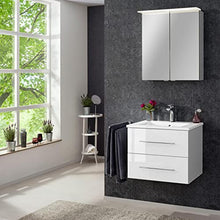 Fackelmann - Set di mobili da bagno B.Perfect, 2 pezzi, con mobiletto sottolavello, con lavabo in ceramica, da appendere, 60 cm e armadietto a LED