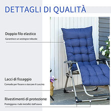 Outsunny Sedia Sdraio Pieghevole da Giardino, Poltrona da Esterno con Schienale Reclinabile, Blu
