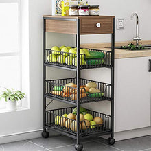 KDBEB 3 Piani Carrelli Cucina Multiuso con Ruote,Marrone Acciaio Carrello Trasporto con Cassetto per Cancelleria, Trucco, Bellezza