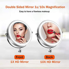 LYHY Specchio cosmetico 10 Volte Montaggio a Parete Touchscreen a LED Specchio per Il Trucco dimmerabile Specchio per Barba Specchio ingranditore Specchio per Il Trucco Girevole a 360 °, Pieghevole