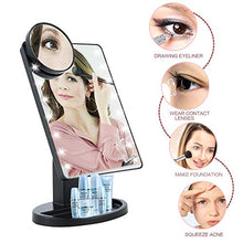 willkey Specchio Trucco da Tavolo con Luce Led e Ingrandimento 10x Specchio Cosmetico Nero Ricaricabile USB Specchio da Tavolo Girevole 180° con Vassoio (nero)