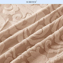 subrtex Copridivano 2 Posti con 2 Copricuscini, Copridivano Damascato Elasticizzato Due Posti Modello Floreale Decorativo (2 Posti, Marrone Beige)