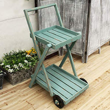 Fioriera Retro Verde Rurale del Supporto del Fiore, Basamento Pieghevole della pianta di Legno Solido di 2 File, scaffale di stoccaggio con la Ruota, pianta Si Leva in Piedi per Le Piante Multiple