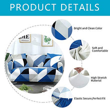 Carvapet Elasticizzato Copridivano Allungabile Universale Fodera per Divano Antiscivolo Sofa Protettore (Blu Triangolo, 2 posti)