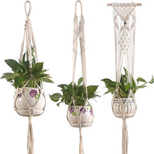 MICROSHE Macrame Plant Hanging Planter Fodera in Cotone per Interni da Interni, Set di 3, per Bambini (Colore : Beige, Dimensione : Set of 3)