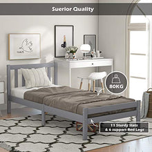 Struttura letto in legno, letto singolo, 90 x 190 cm, colore: grigio