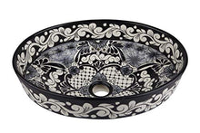 Serena Cerames - Lavabo messicano in bianco e nero, 44 x 35,5 x 15 cm