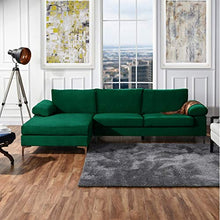 BHDesign Amanda - Divano angolare moderno a 5 posti, tessuto velluto, colore: Verde