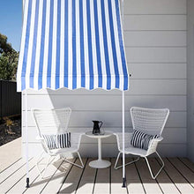 Dioche - Tenda da sole per balcone, con manovella manuale, altezza regolabile, 2,0 x 1,2 m (strisce blu e bianco)