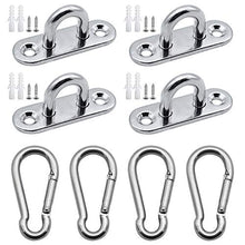 SPTwj 4 pezzi M5 piastra a occhiello in 304 acciaio inox 4 pezzi Moschettone a Molla Graffetta Hardware per Swing Amaca Aerial Yoga e Parasole Escursioni Viaggi Portachiavi con viti