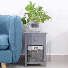 FGDSA 2 Pezzi/Set Comodino in Legno Semplice Comodino con Cassetto E Cestello Portaoggetti Divano Letto Tavolino (Grigio)