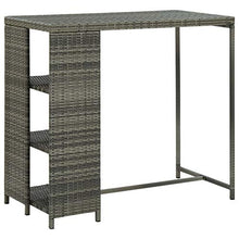 FAMIROSA Tavolo da Bar con Ripiani Grigio 120x60x110 cm in Polyrattan-3477