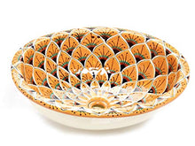 Leya - Lavabo ovale da incasso in ceramica Talavera messicana, colore: Arancione
