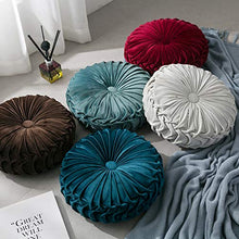Ynester - Cuscino rotondo, in velluto tinta unita, per sedia, divano, zucca, cuscino rotondo a pieghe, per casa, letto, auto, decorazione da pavimento (grigio chiaro)