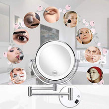 Specchio da Bagno per Trucco da Parete con ingrandimento 10X USB Ricaricabile per Superficie Girevole Hotel Vanity Two